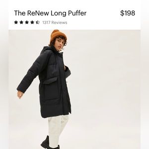 Everlane ReNew Long puffer in Black size XS